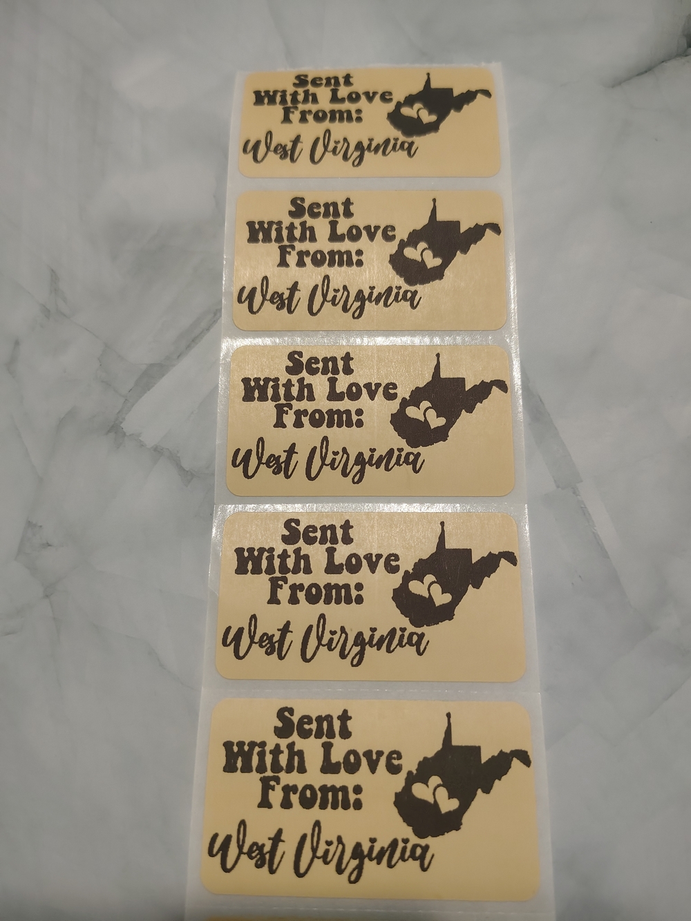 💙100 West Virginia- Shipping Labels Thermal Packaging Stickers 2.25"x1.25"💙